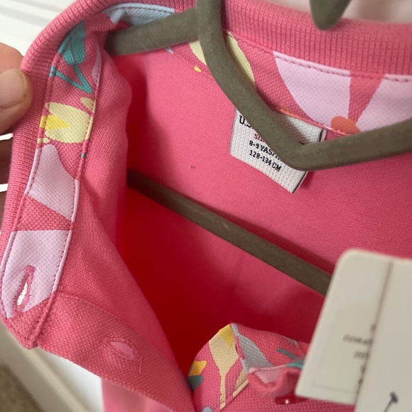 US Polo Assn Girls Top 8-9 Y Pink Polo Logo Embroidered Short Sleeve Collar new - Picture 8 of 17
